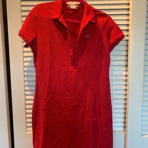 Red Lacoste Polo Dress (Size L/Large/42 Euro)